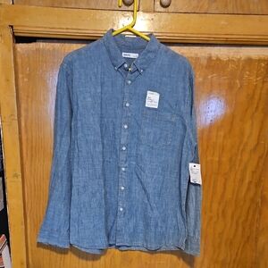 Sonoma Chambray Blue Casual Button-Down Shirt
